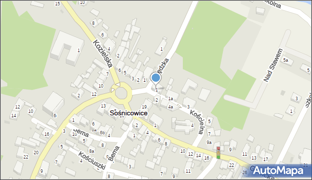 Sośnicowice, Kościelna, 1, mapa Sośnicowice