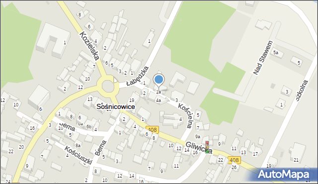 Sośnicowice, Kościelna, 1a, mapa Sośnicowice