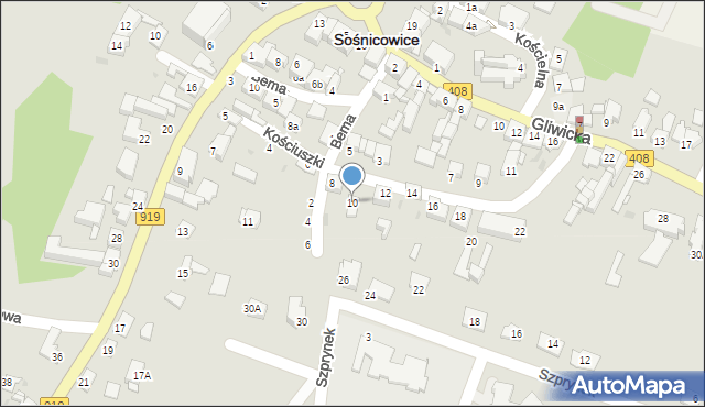 Sośnicowice, Kościuszki Tadeusza, gen., 10, mapa Sośnicowice