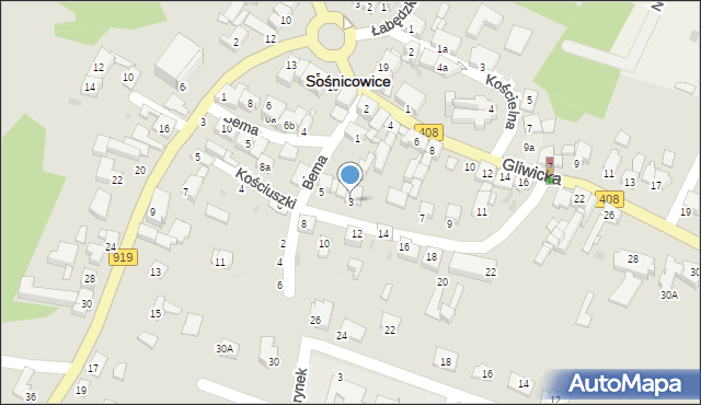 Sośnicowice, Kościuszki Tadeusza, gen., 3, mapa Sośnicowice