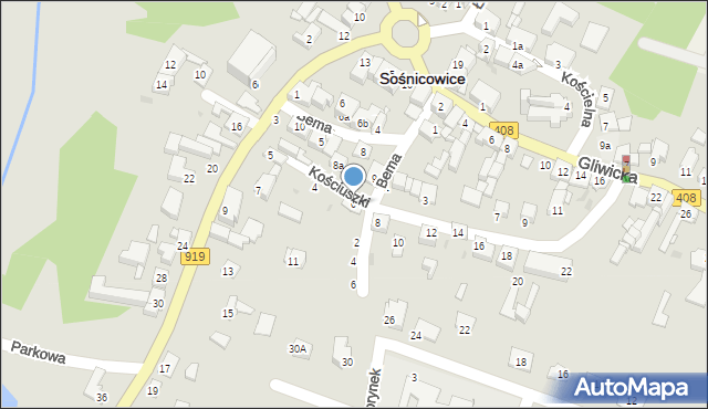 Sośnicowice, Kościuszki Tadeusza, gen., 6, mapa Sośnicowice