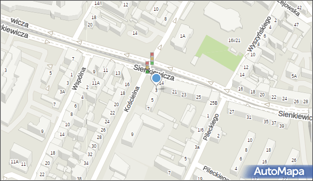 Sosnowiec, Kościelna, 3, mapa Sosnowca