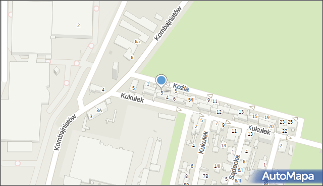 Sosnowiec, Koźla, 3, mapa Sosnowca