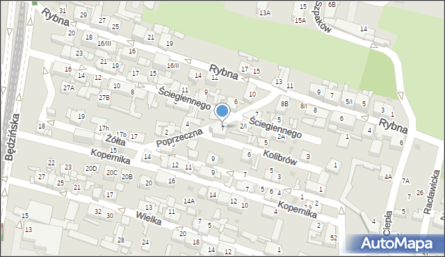 Sosnowiec, Kolibrów, 7, mapa Sosnowca