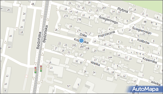 Sosnowiec, Kopernika Mikołaja, 20C, mapa Sosnowca