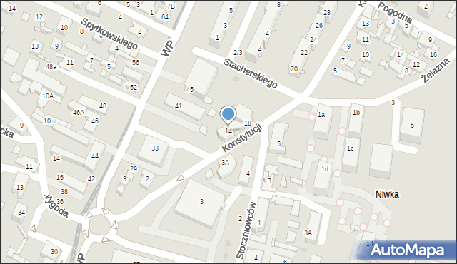 Sosnowiec, Konstytucji, 14, mapa Sosnowca