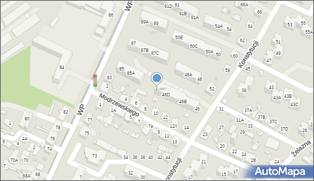 Sosnowiec, Konstytucji, 46E, mapa Sosnowca