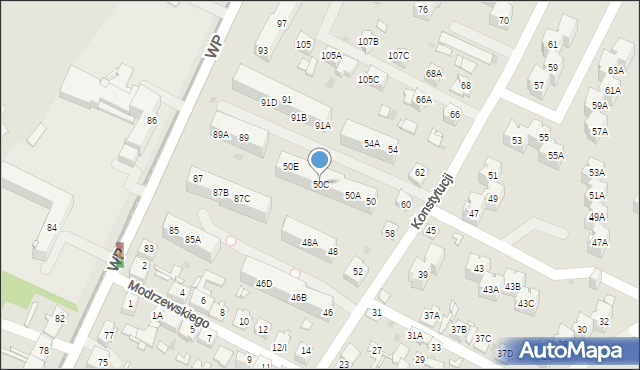 Sosnowiec, Konstytucji, 50C, mapa Sosnowca