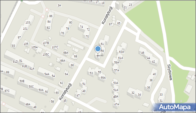 Sosnowiec, Konstytucji, 57, mapa Sosnowca