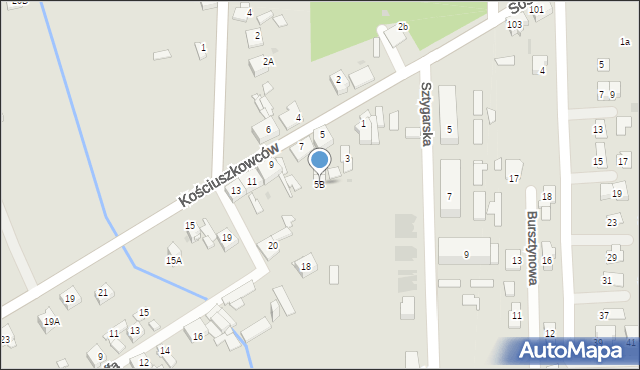 Sosnowiec, Kościuszkowców, 5B, mapa Sosnowca