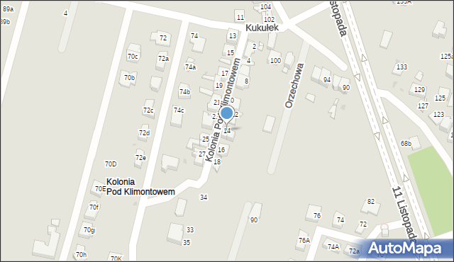 Sosnowiec, Kolonia Pod Klimontowem, 14, mapa Sosnowca