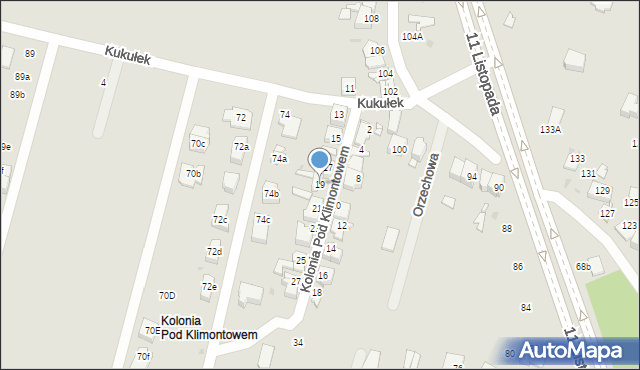 Sosnowiec, Kolonia Pod Klimontowem, 19, mapa Sosnowca