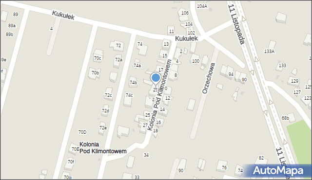 Sosnowiec, Kolonia Pod Klimontowem, 21, mapa Sosnowca