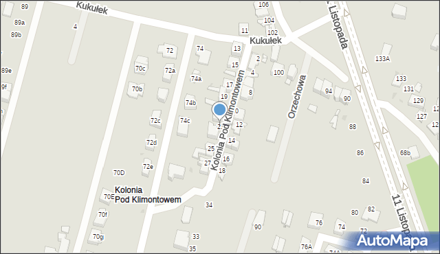 Sosnowiec, Kolonia Pod Klimontowem, 23, mapa Sosnowca
