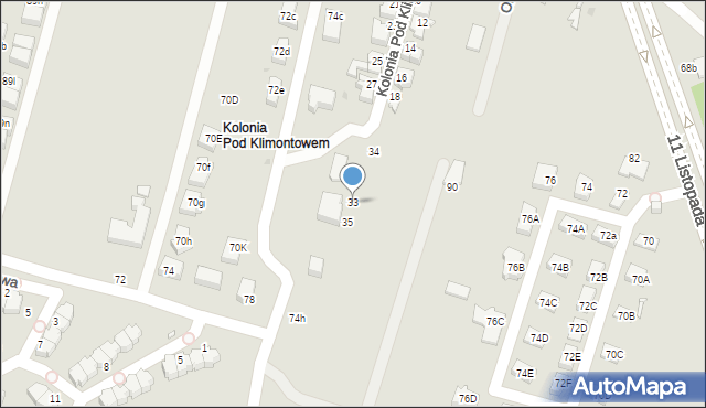 Sosnowiec, Kolonia Pod Klimontowem, 33, mapa Sosnowca