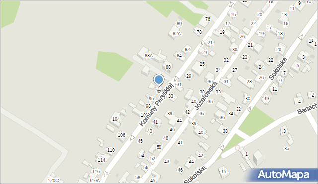 Sosnowiec, Komuny Paryskiej, 92, mapa Sosnowca