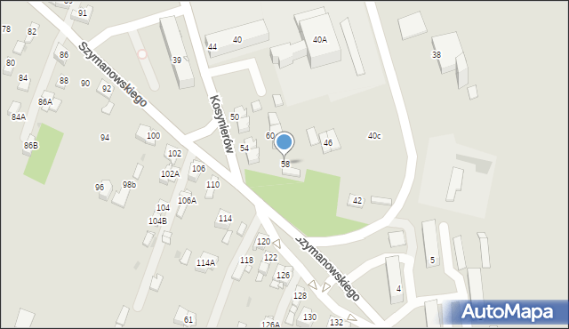 Sosnowiec, Kosynierów, 58, mapa Sosnowca