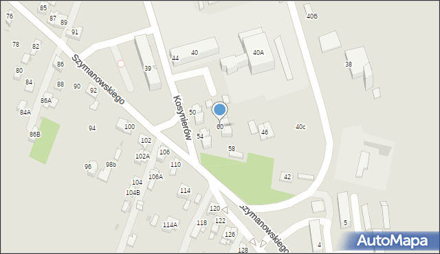 Sosnowiec, Kosynierów, 60, mapa Sosnowca