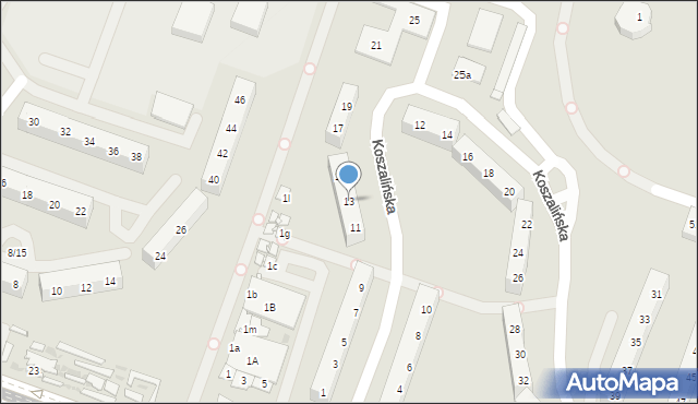 Sosnowiec, Koszalińska, 13, mapa Sosnowca