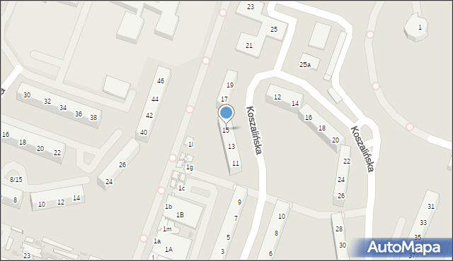 Sosnowiec, Koszalińska, 15, mapa Sosnowca