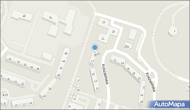 Sosnowiec, Koszalińska, 19, mapa Sosnowca