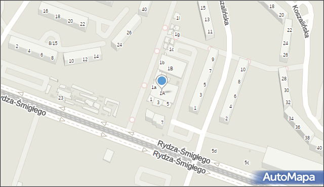 Sosnowiec, Koszalińska, 1A, mapa Sosnowca