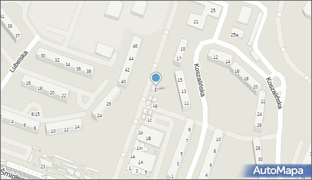 Sosnowiec, Koszalińska, 1l, mapa Sosnowca