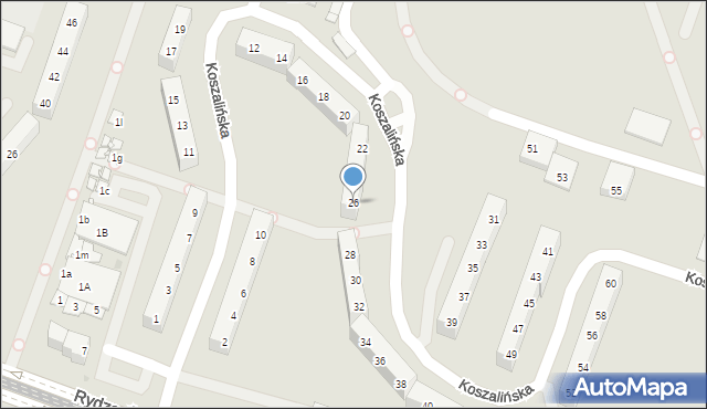 Sosnowiec, Koszalińska, 26, mapa Sosnowca