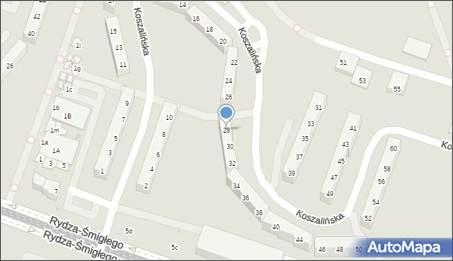 Sosnowiec, Koszalińska, 28, mapa Sosnowca