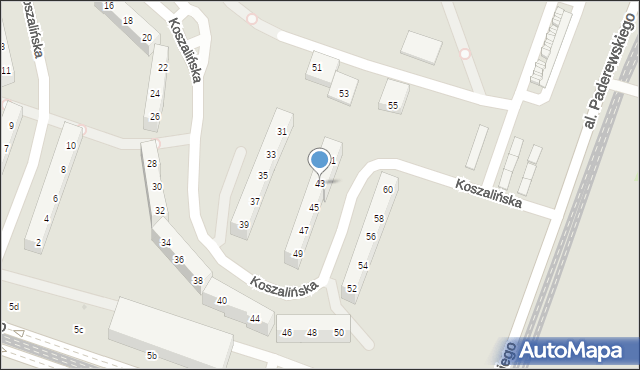 Sosnowiec, Koszalińska, 43, mapa Sosnowca