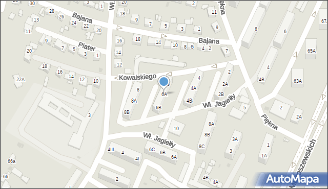 Sosnowiec, Kowalskiego Piotra, 6A, mapa Sosnowca