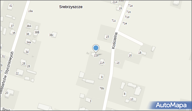 Srebrzyszcze, Kościelna, 11b, mapa Srebrzyszcze