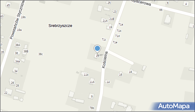 Srebrzyszcze, Kościelna, 15, mapa Srebrzyszcze