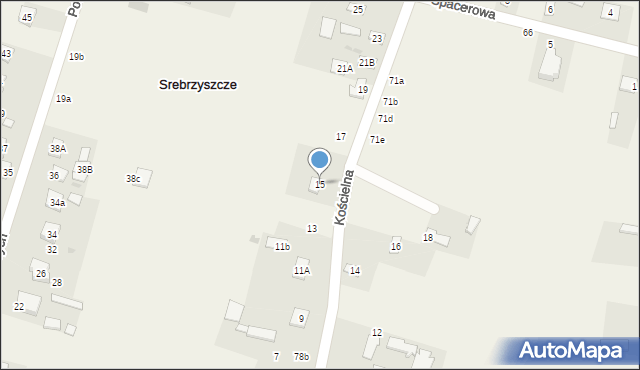 Srebrzyszcze, Kościelna, 15, mapa Srebrzyszcze