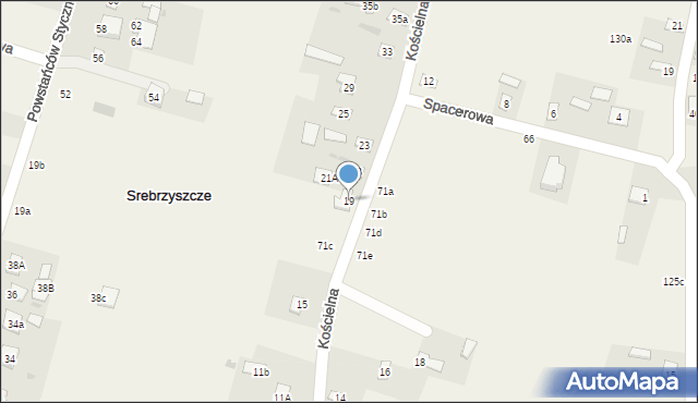 Srebrzyszcze, Kościelna, 19, mapa Srebrzyszcze