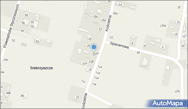 Srebrzyszcze, Kościelna, 23, mapa Srebrzyszcze