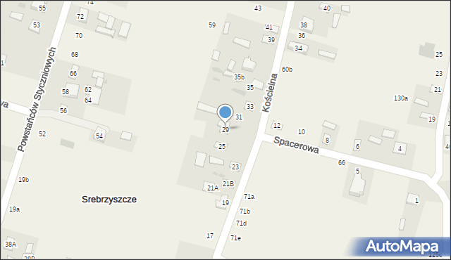 Srebrzyszcze, Kościelna, 29, mapa Srebrzyszcze
