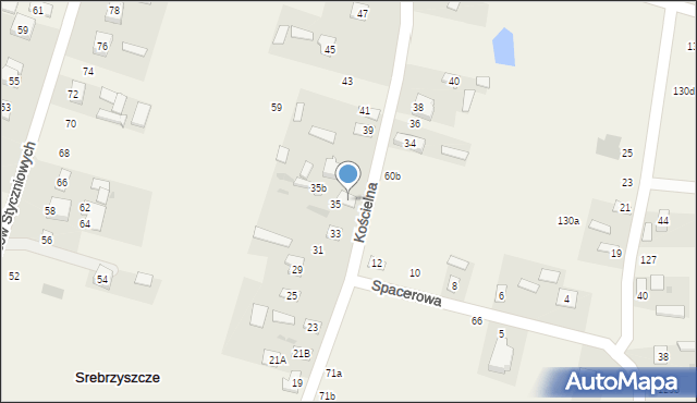 Srebrzyszcze, Kościelna, 35a, mapa Srebrzyszcze