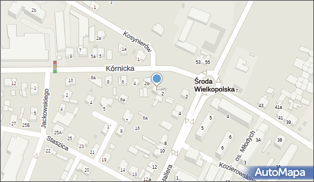 Środa Wielkopolska, Kórnicka, 2a, mapa Środa Wielkopolska