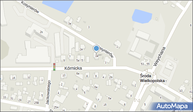 Środa Wielkopolska, Kosynierów, 1a, mapa Środa Wielkopolska