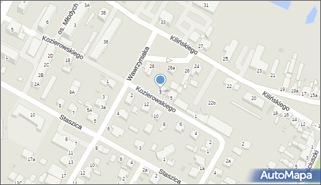 Środa Wielkopolska, Kozierowskiego, ks., 3, mapa Środa Wielkopolska