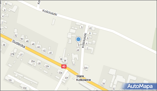 Stare Kotkowice, Kościuszki Tadeusza, gen., 3, mapa Stare Kotkowice