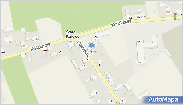 Stare Kurowo, Kościelna, 1, mapa Stare Kurowo