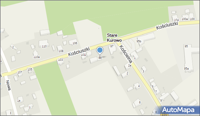 Stare Kurowo, Kościuszki Tadeusza, gen., 99, mapa Stare Kurowo