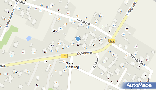 Stare Pieścirogi, Kolejowa, 18, mapa Stare Pieścirogi