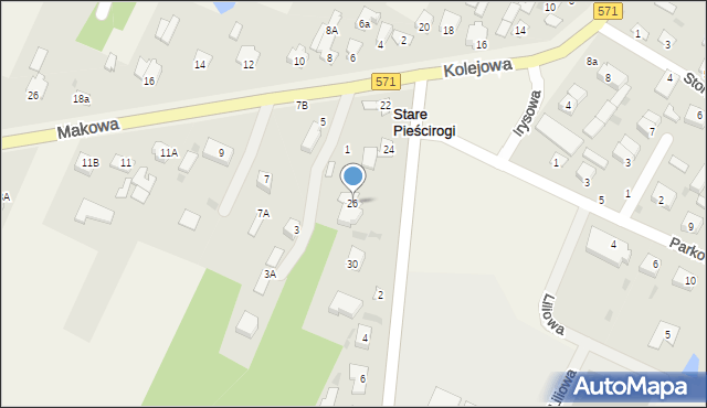 Stare Pieścirogi, Kolejowa, 26, mapa Stare Pieścirogi