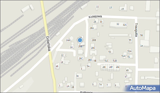 Starogard Gdański, Kolejowa, 26B, mapa Starogard Gdański