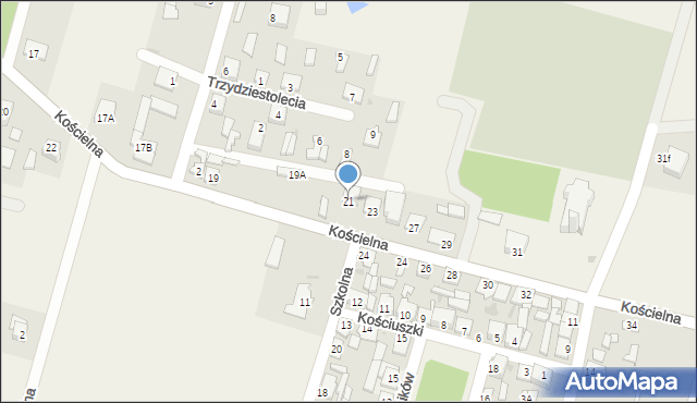 Staroźreby, Kościelna, 21, mapa Staroźreby