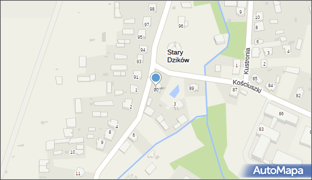 Stary Dzików, Kościuszki Tadeusza, gen., 90, mapa Stary Dzików