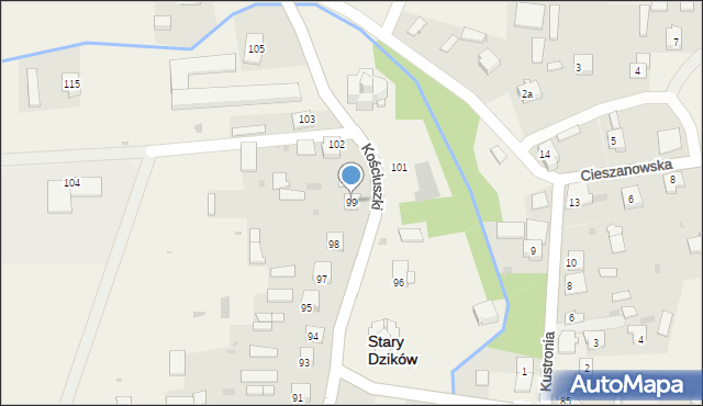 Stary Dzików, Kościuszki Tadeusza, gen., 99, mapa Stary Dzików